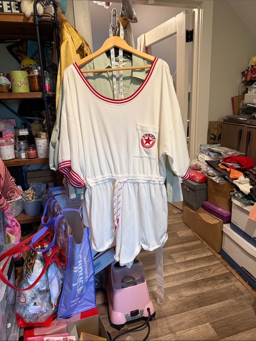 Anthropologie Short-Sleeve Waffle Knit Romper Playsuit. - Picture 4 of 8